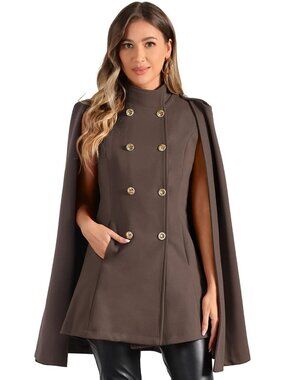 Vintage Winter Cape Coat for Women | Double Breasted, Slit Sleeve Design